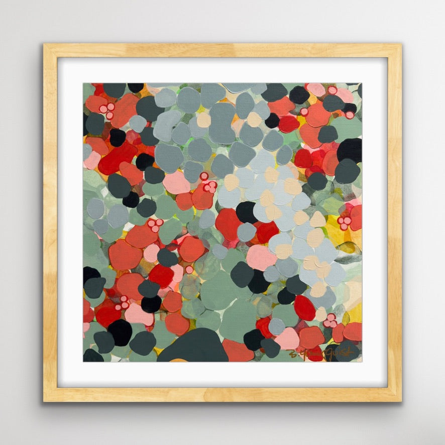 floral-abstract-print-natural-wood-frame