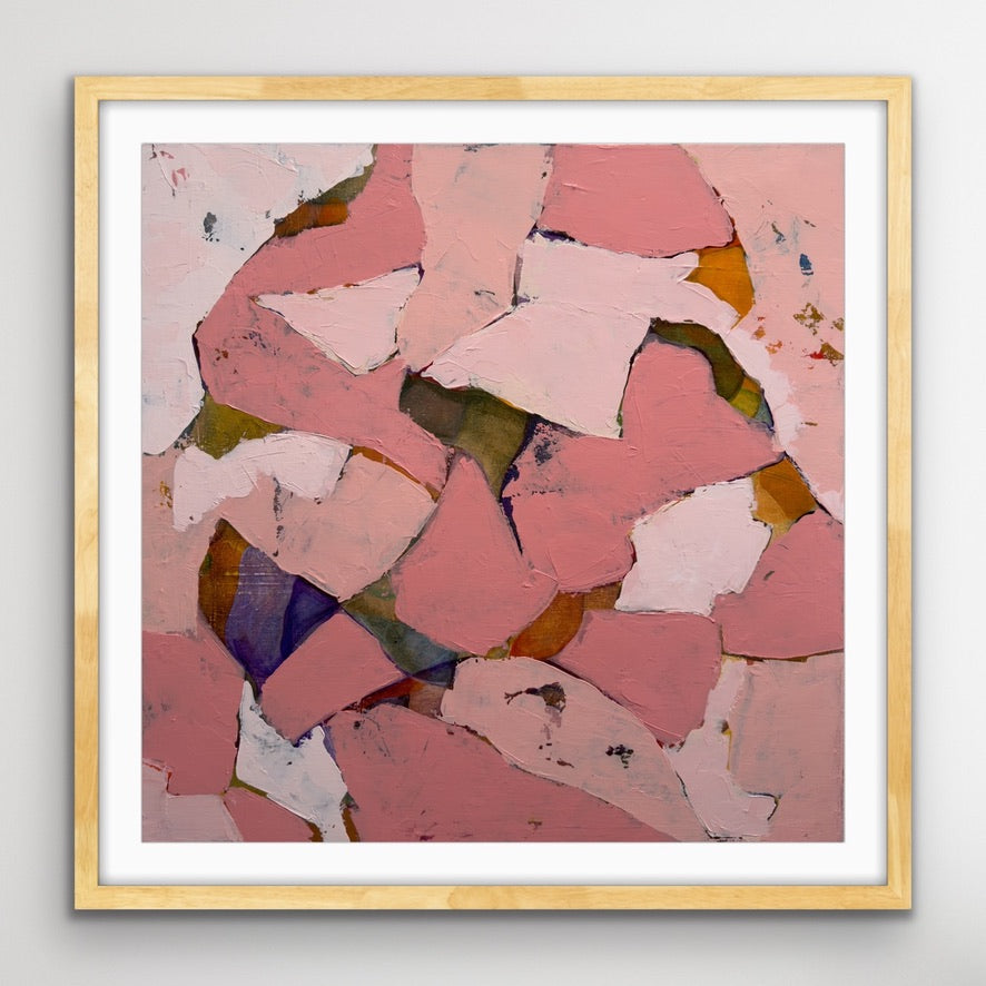 abstract-pink-paper-print-oak-frame