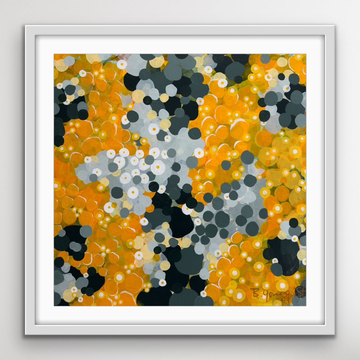 yellow-floral-abstract-art-print-framed